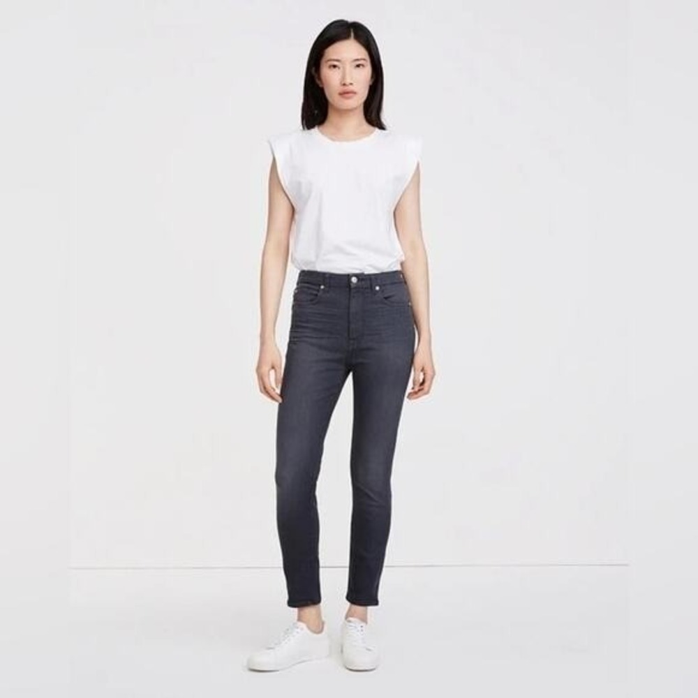7 For All Mankind High Waist Ankle Skinny Jeans Stretch Washed Black $189 NWT 26